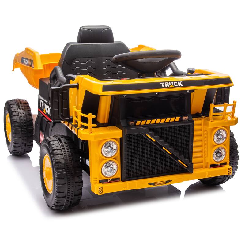 12V Kids Ride On Dump Truck W/Parents Control,2wd,Rear-Wheel Suspension,Electric Dump Bed And Extra Shovel,For Kids 3-5
