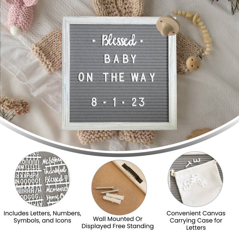Wood Frame Letter Board with 389 PP Letters and Canvas Carry Bag
