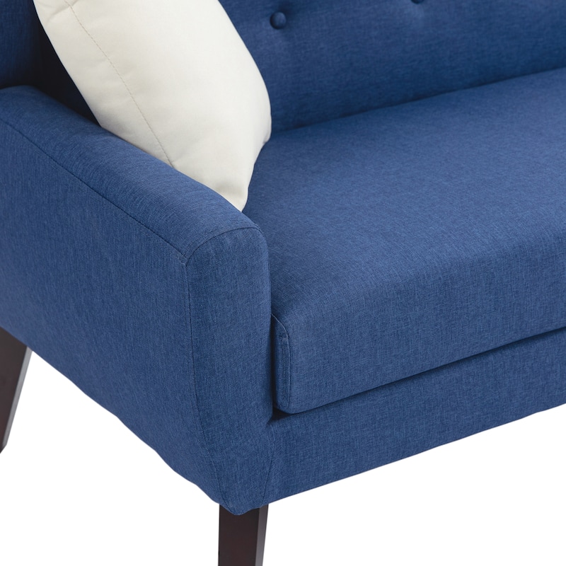 Modern 63-Inch Linen Tufted Loveseat Sofa with Pillows