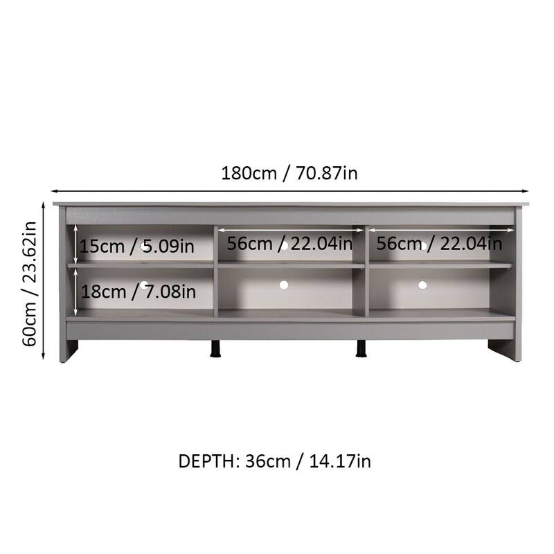 Madesa Media Console TV Stand Entertainment Center with 6 Shelves and Cable Management for 65, 75 Inch Television