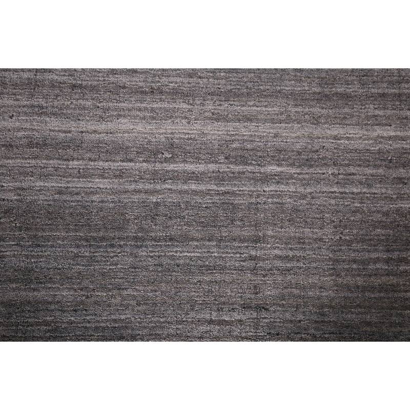 Silver Gray Striped Gabbeh Indian Area Rug Handmade Wool Carpet - 8'0"x 9'8"