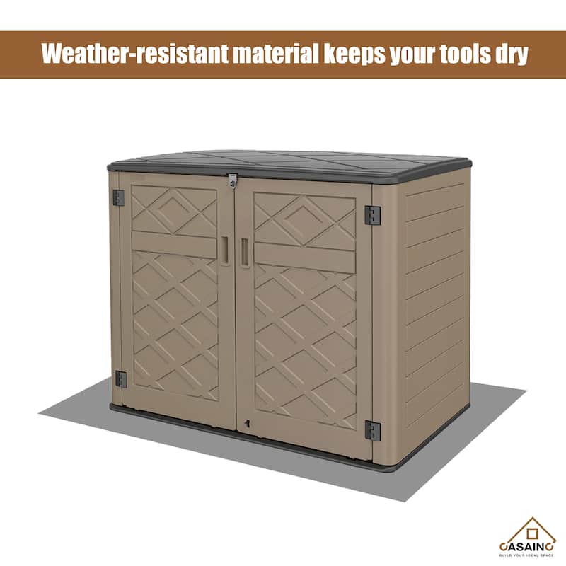 53 in. W x 34 in. D x 47 in. H Coffee HDPE Outdoor Storage Cabinet - N/A