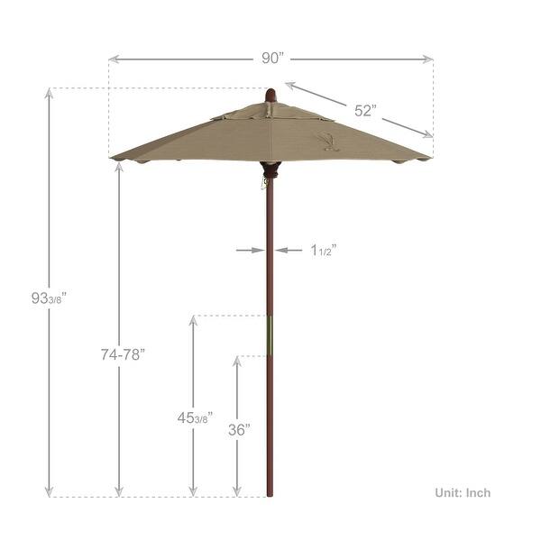 dimension image slide 5 of 20, Port Lavaca 7.5ft Round Wood Umbrella by Havenside Home, Base Not Included