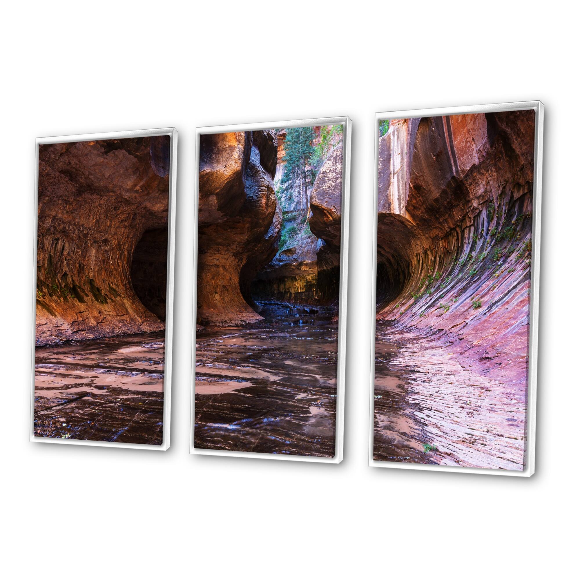 Designart "Cave in Zion National Park Utah" Landscape Framed Art Set of