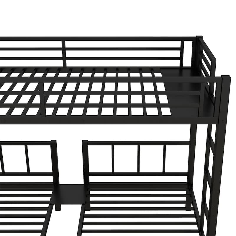 Metal Triple Bunk Bed, Twin over Twin & Twin, Black, Space-Saving Design for 3