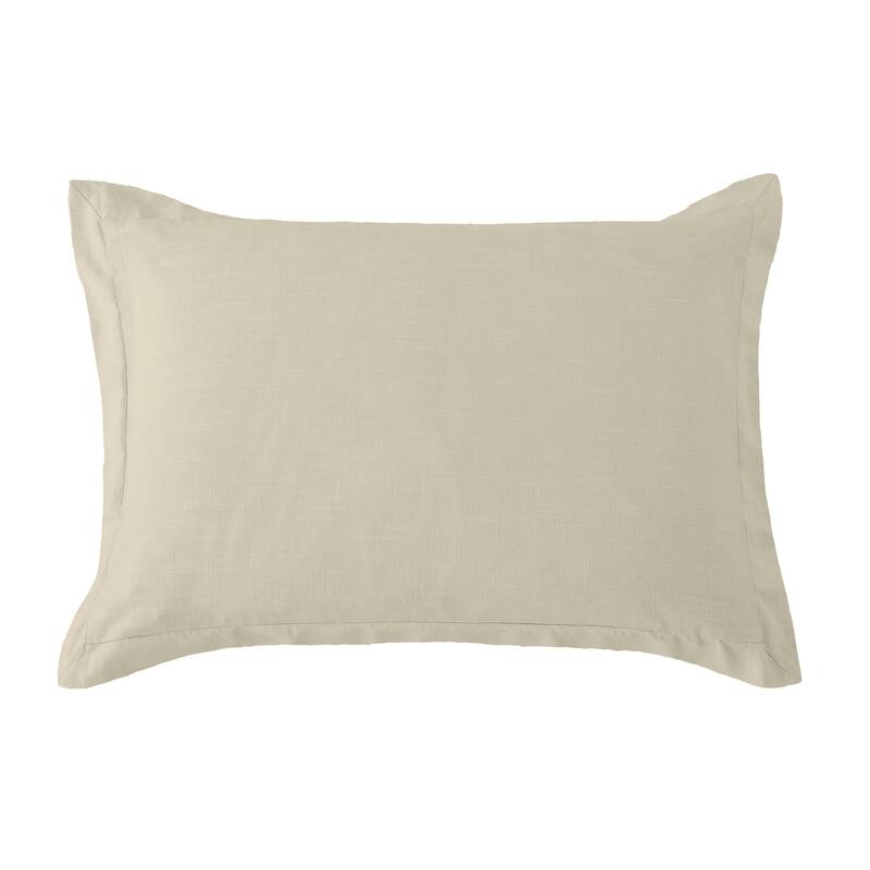 HiEnd Accents Hera Washed Linen Tailored Dutch Euro Pillow, 27"x39" - Light Tan