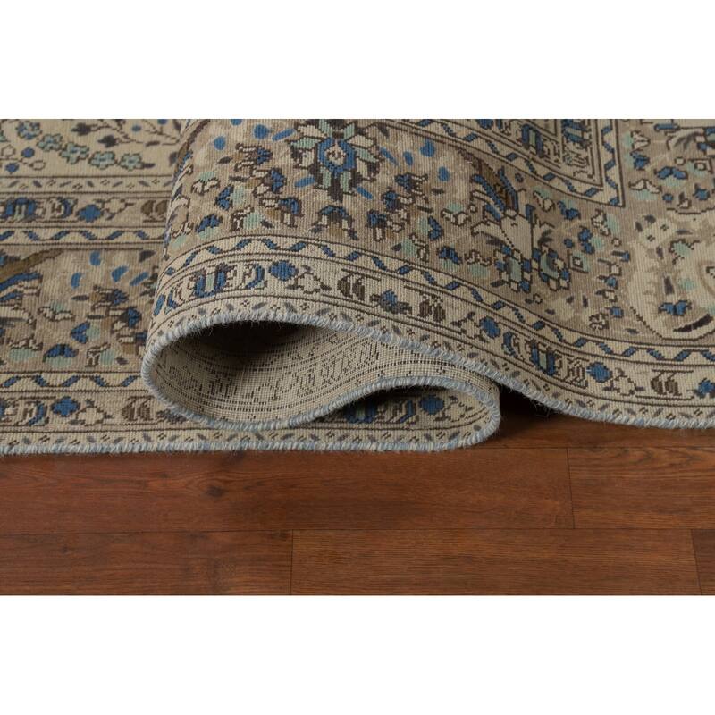Ivory Tabriz Persian Area Rug Hand-Knotted Wool Carpet - 6'3"x 9'5"