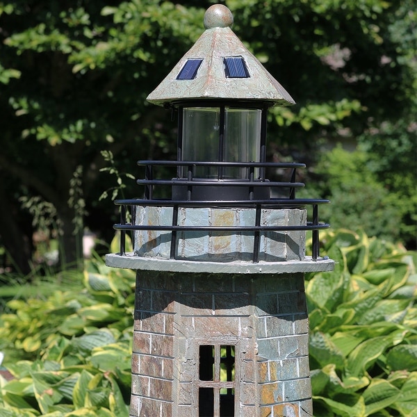 Sunnydaze Outdoor Patio Garden Solar LED Nautical Lighthouse Statue Decor 35 inch