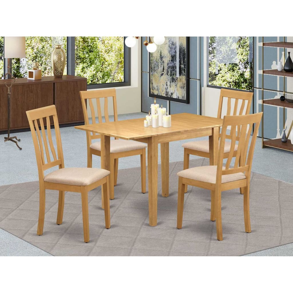 HomeStock 5-Pc Natural Oak Finish Solid Wood Top-Dining Room Set-Seats 4