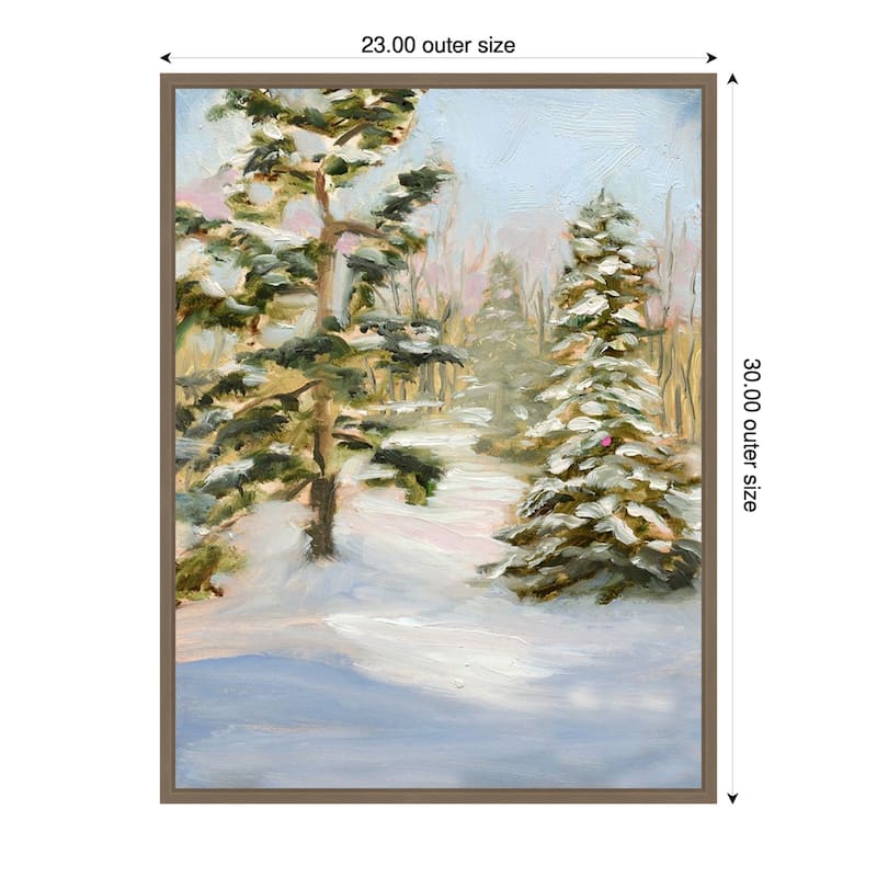 Trees in Winter by Sandra Iafrate Framed Canvas Wall Art Print - Sylvie Dark Gold - 23 x 30 in
