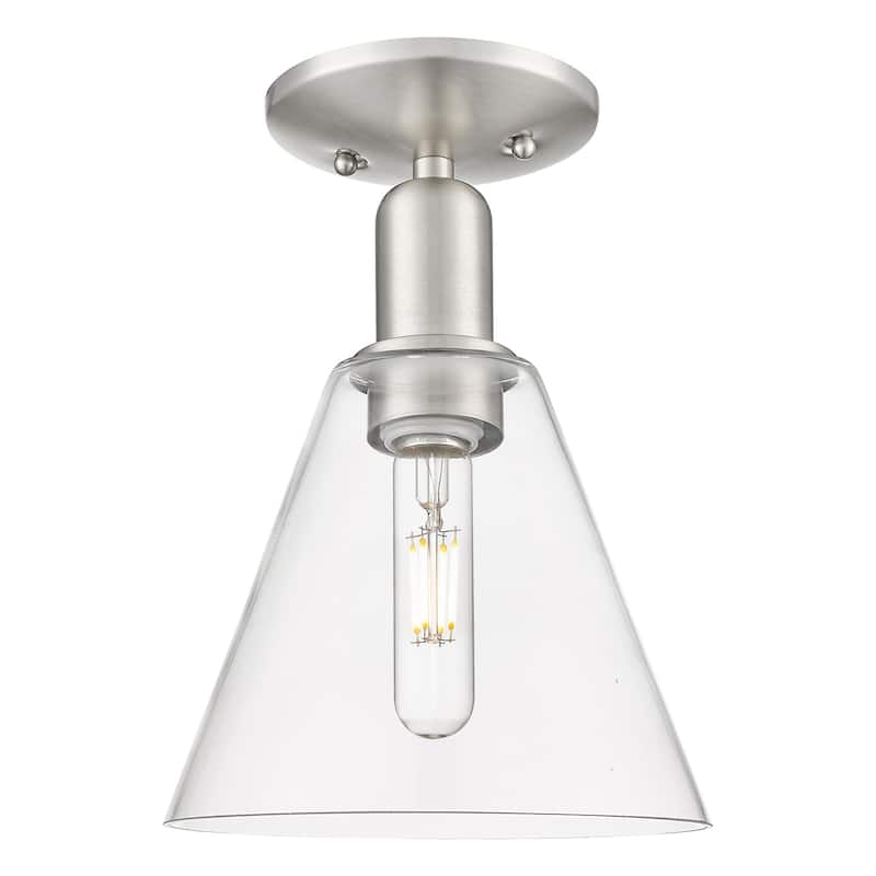 Innovations Lighting 716-1C-12-8 Berkshire Glass Semi-Flush Berkshire - Brushed Satin Nickel / Clear