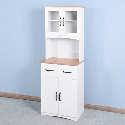 Wooden Kitchen Cabinet with Framed Glass Doors and Drawer|Wh