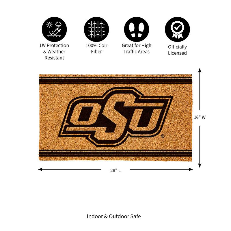 Oklahoma State University Monochrome Indoor/Outdoor Coir Door Mat