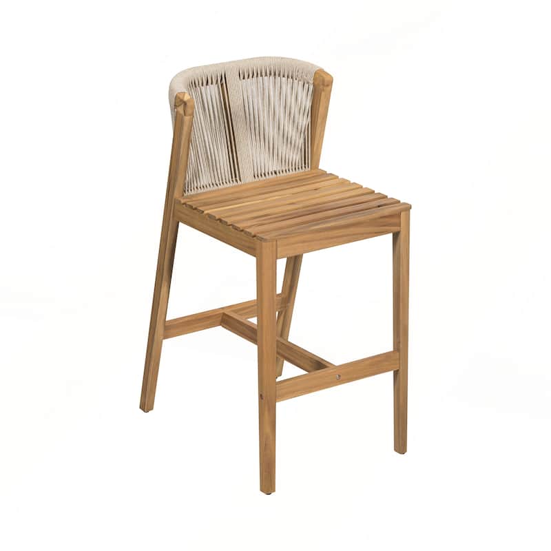 Outdoor Barstool with Beige Cushion Set of 2