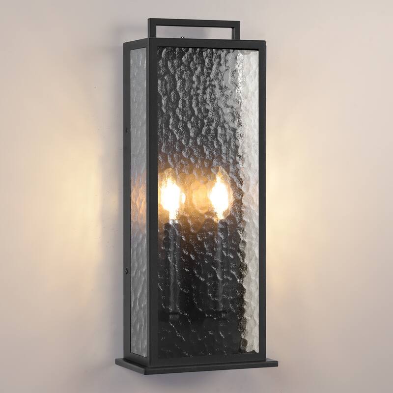 20in LED Outdoor Wall Light Dusk to Dawn Black Outside Wall Mount Lamp - Large