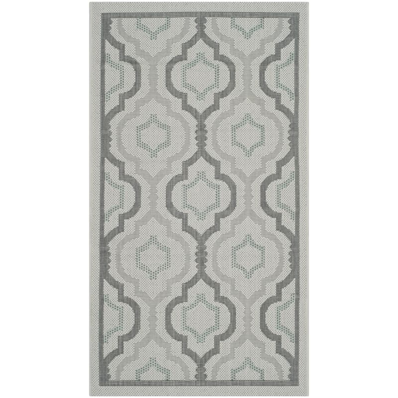 SAFAVIEH Courtyard Oyvor Indoor/ Outdoor Waterproof Patio Backyard Rug - 2' x 3'7" - Light Grey/Anthracite