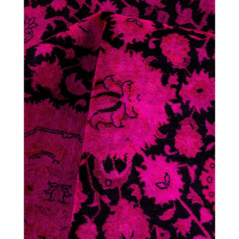 Overton Hand Knotted Wool Vintage Inspired Modern Contemporary Overdyed Pink Area Rug - 8' 1" x 13' 10"