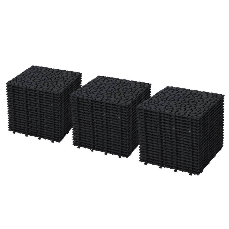 12 x 12 Inch Interlocking Deck Tiles Plastic Waterproof Outdoor All Weather Anti-slip, Weight Capacity Upto 440 LBS, Pack of 60