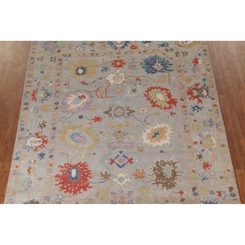 Floral Oushak Area Rug Handmade Wool Carpet - 8'0" x 9'10"