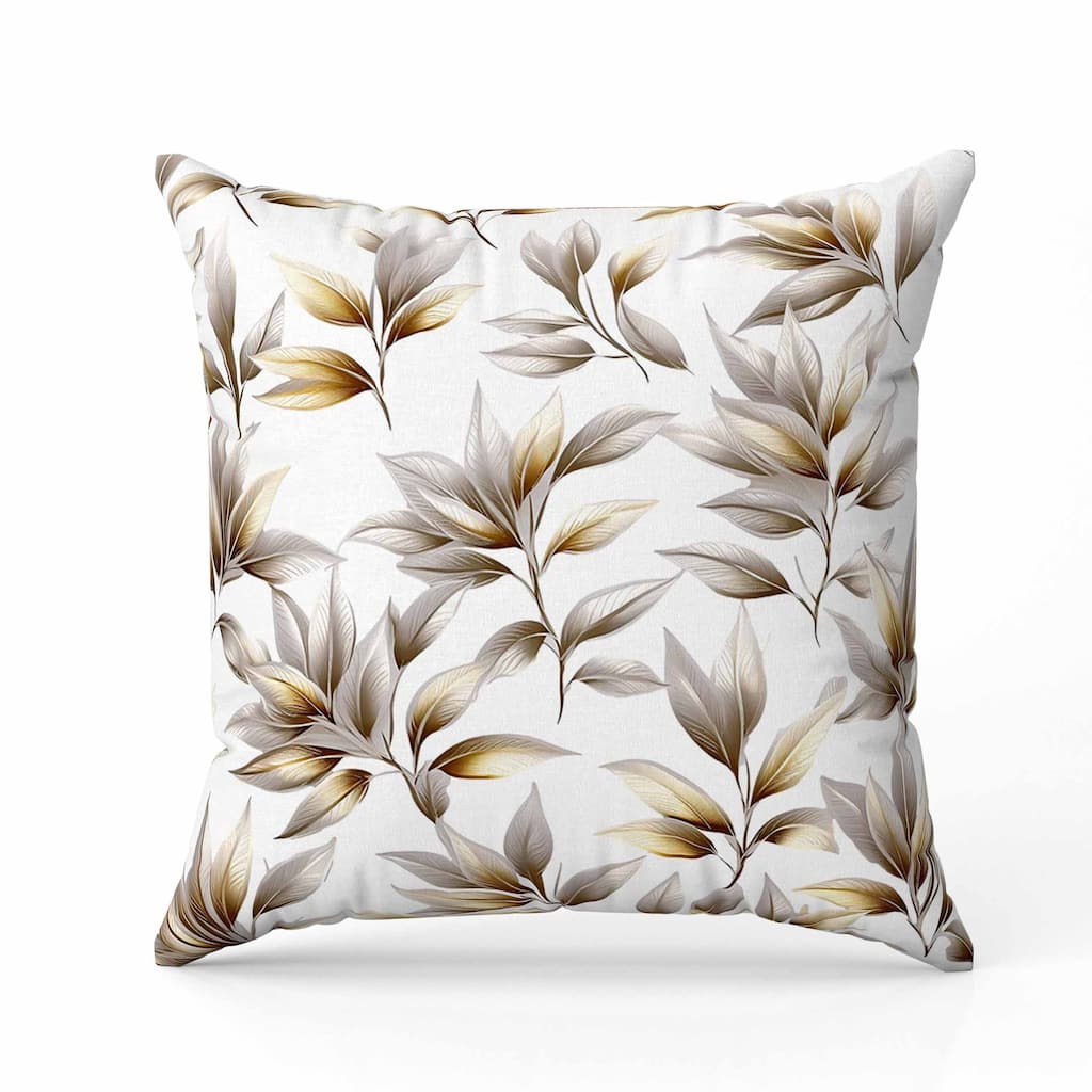 Enchanted Leaflet Indoor/Outdoor Reversible Throw Pillow White and Silver