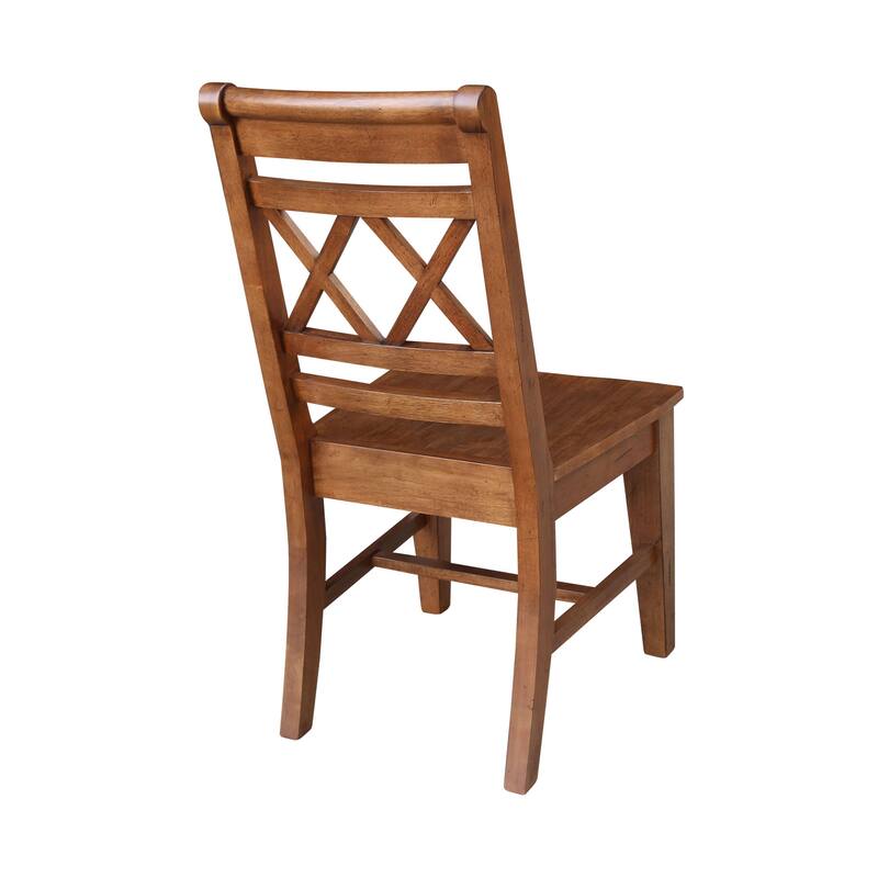 Solid Wood Double X-Back Dining Chairs, Set of 2
