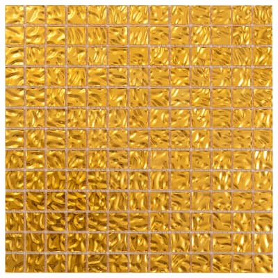 Apollo tile 12" x 12" Altin Glossy Shimmer Gold Glass Tile (20 sq ft/case) - 20 Pack