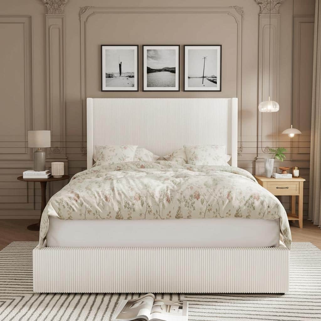 Bed Frame, with 4 Storage Drawer and Headboard