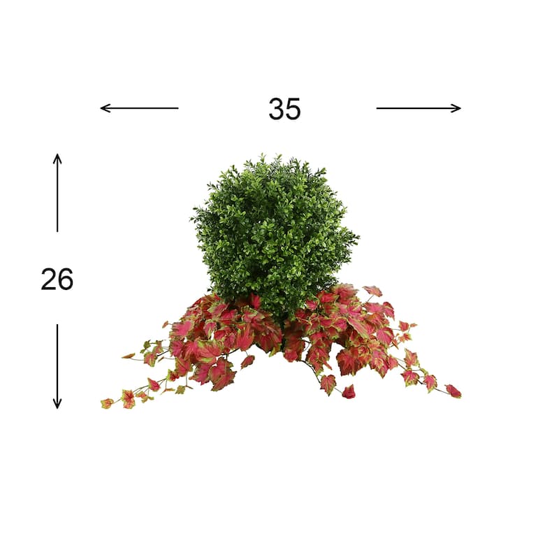 UV Rated Outdoor Boxwood Topiary Drop-In with Ivy - Green