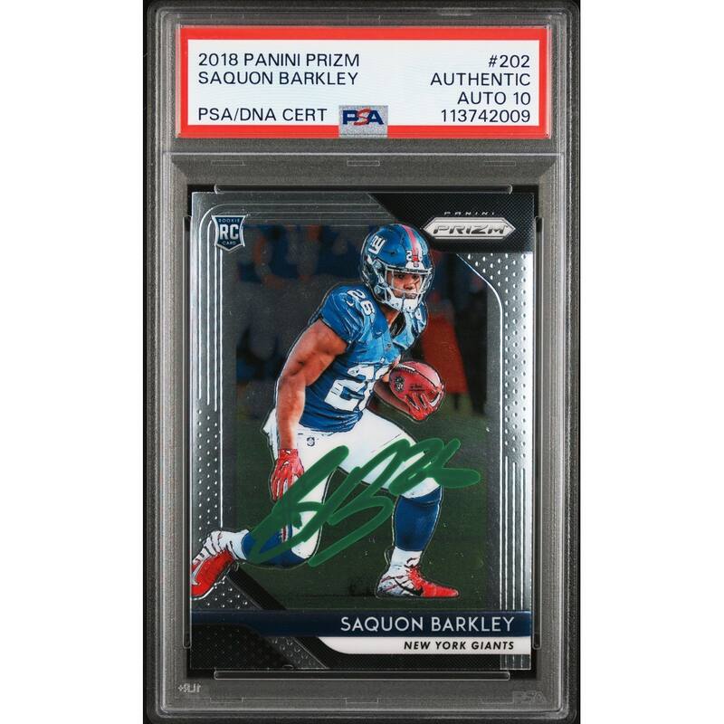 Saquon Barkley 2018 Panini Prizm Signed Rookie Card #202 Auto Graded PSA 10 2009 - 8' x 11'