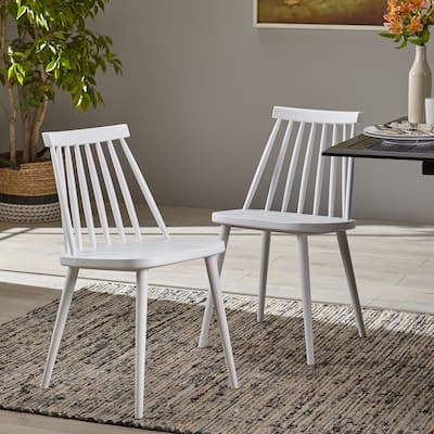 Country Set of 2 Dining Chairs with Hollow Slat Back Spindle Back for Kitchen Dining Room Living Room and Balcony