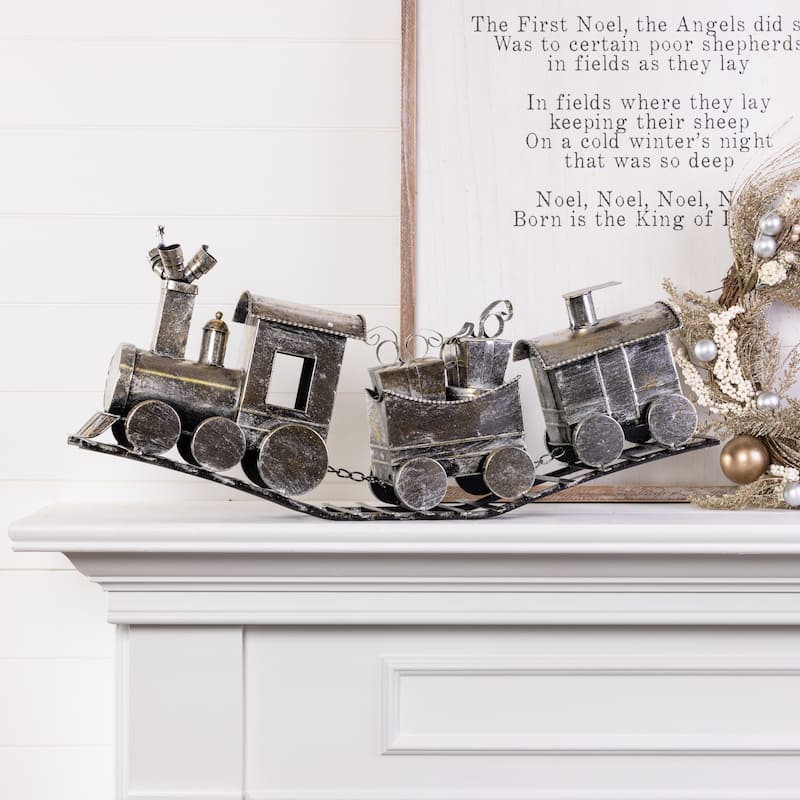 Transpac Metal 28 in. Bronze Christmas Festive Train