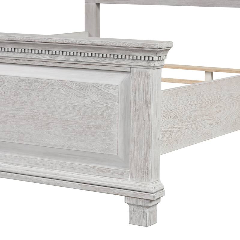 Furniture of America Eleanor 6-Piece Weathered Grey Solid Wood King Panel Bedroom Set with Dentil Molding