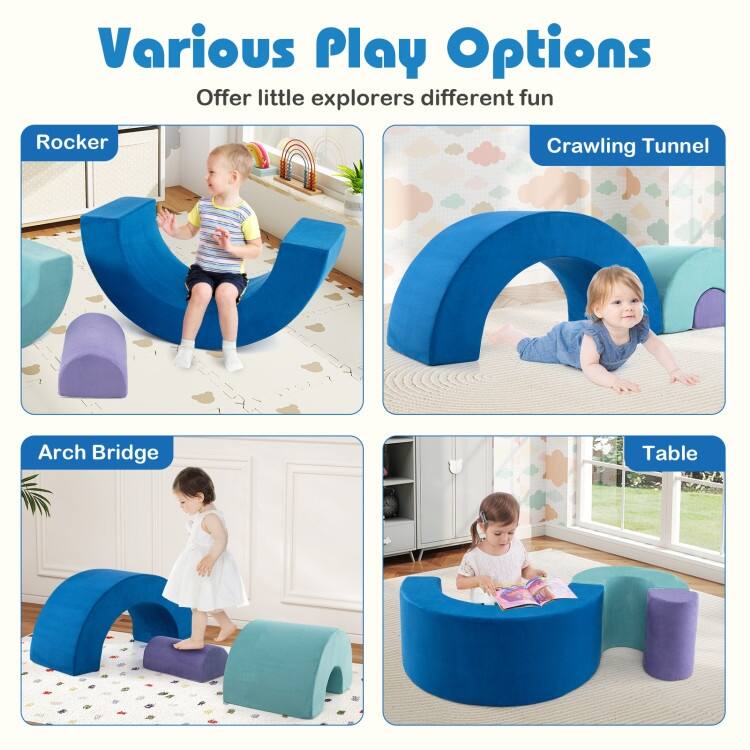 Multicolor Suede Foam Rainbow Arc Climber Set for Kids 3+ Years - Multi Color - 47" × 20" × 24"