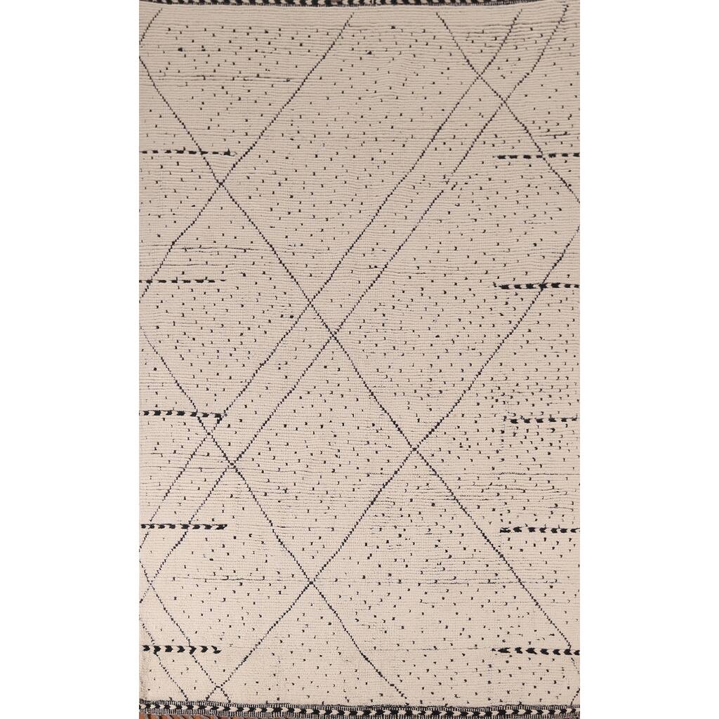 Striped Moroccan Area Rug Handmade Wool Carpet - 5'8" x 9'8"