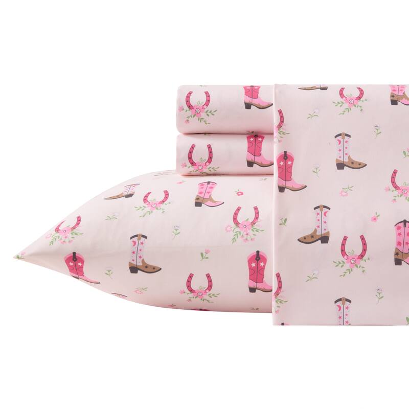 Wrangler Kids Printed Cozy Sheet Set - Cowgirl Dreams Pink - Twin