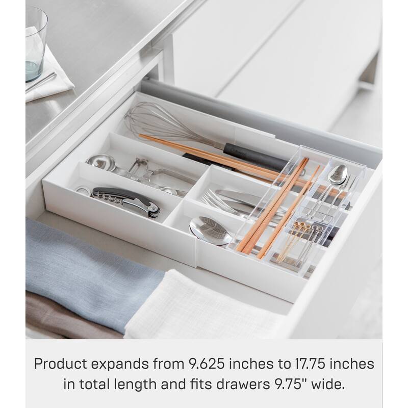 Yamazaki Home Cutlery Organizer - Three Styles, ABS Plastic, Expandable II, Adjustable - L 9.69 x W 9.84 x H 2.24 inches