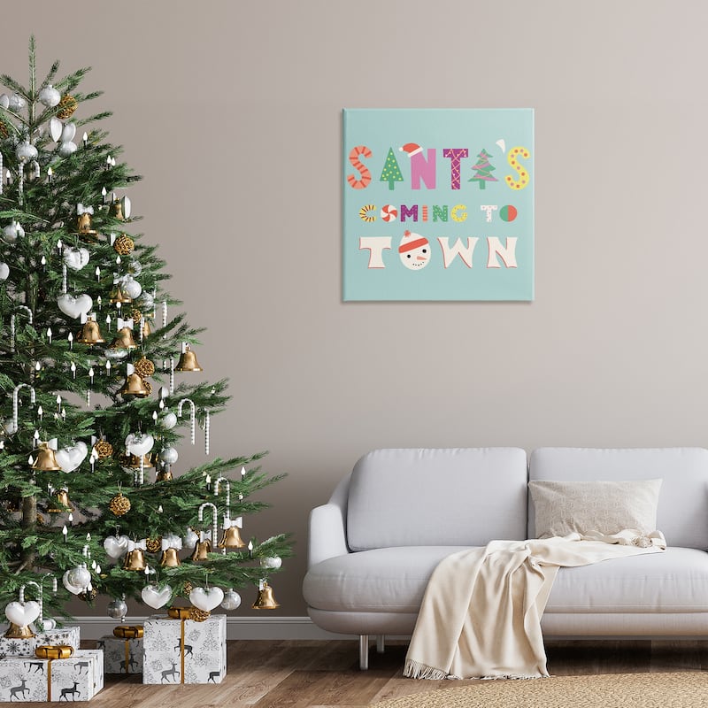 Stupell Whimsical Santa's Coming To Town Canvas Wall Art Design By Sazerelli Designs