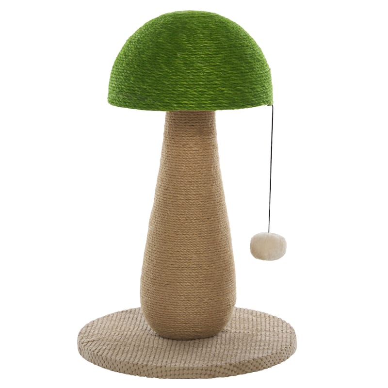 SAFAVIEH Home Natural/Green 14"W x 14"L x 21"H Jute Cat Scratch Post - 14"W x 14"L x 21"H