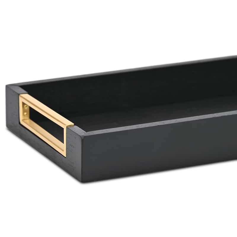 Nyssa Slim Rectangular Wood Decorative Tray - Black