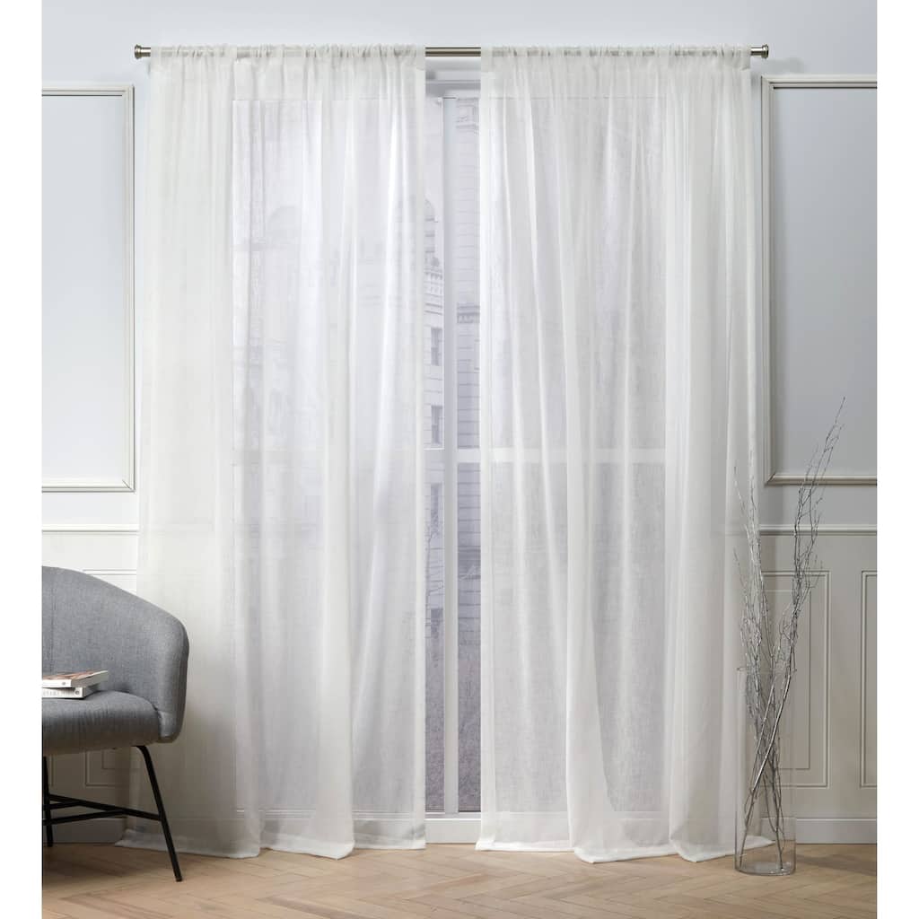NICOLE MILLER NEW YORK Belfry Sheer Rod Pocket Top Curtain Panel Pair, Snowflake