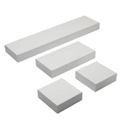 Set of 4 White Chunky Shelves, 1-24, 1-12, 2-6 Inch