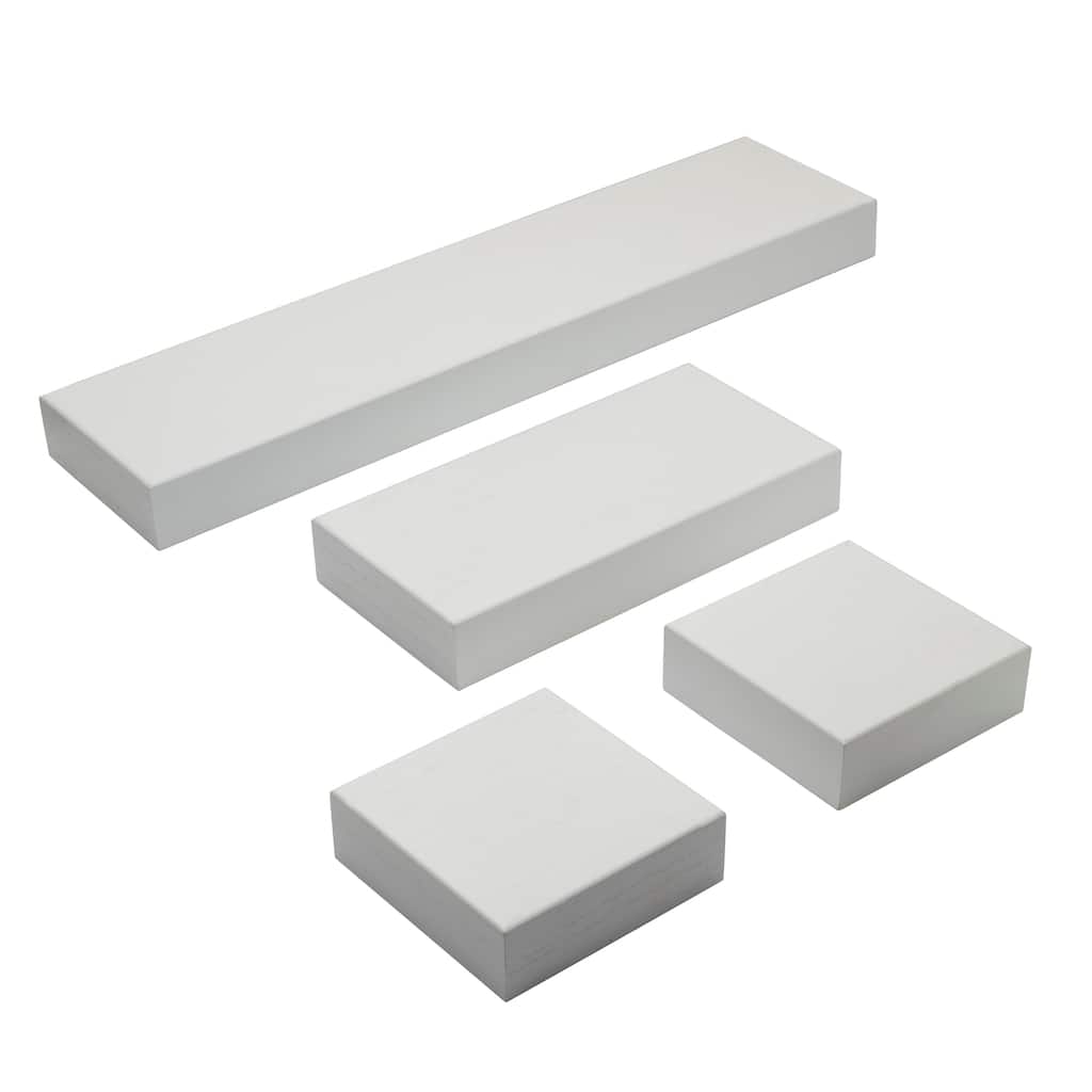Set of 4 White Chunky Shelves, 1-24, 1-12, 2-6 Inch