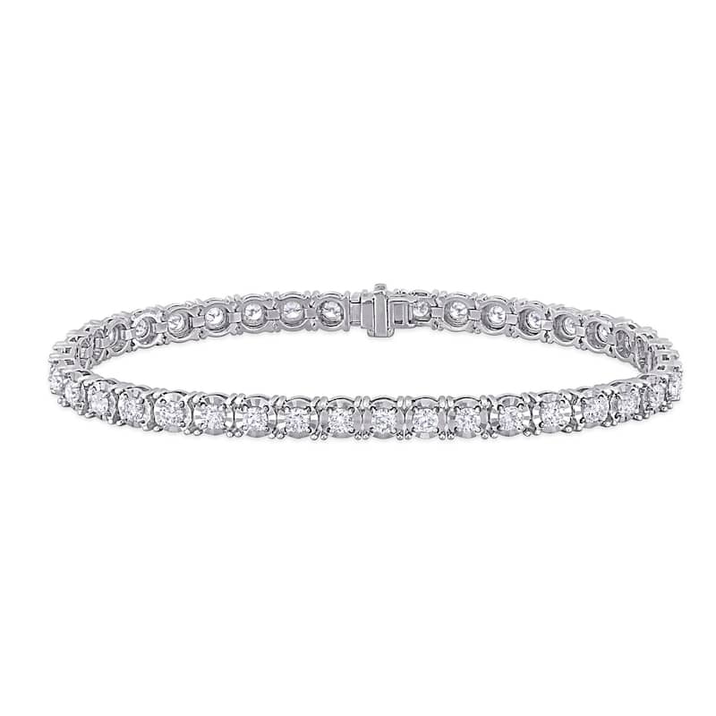 Miadora 14k White Gold Diamond Tennis Bracelet 1 1/3 to 6 1/10ct TDW - 3.15 Carats