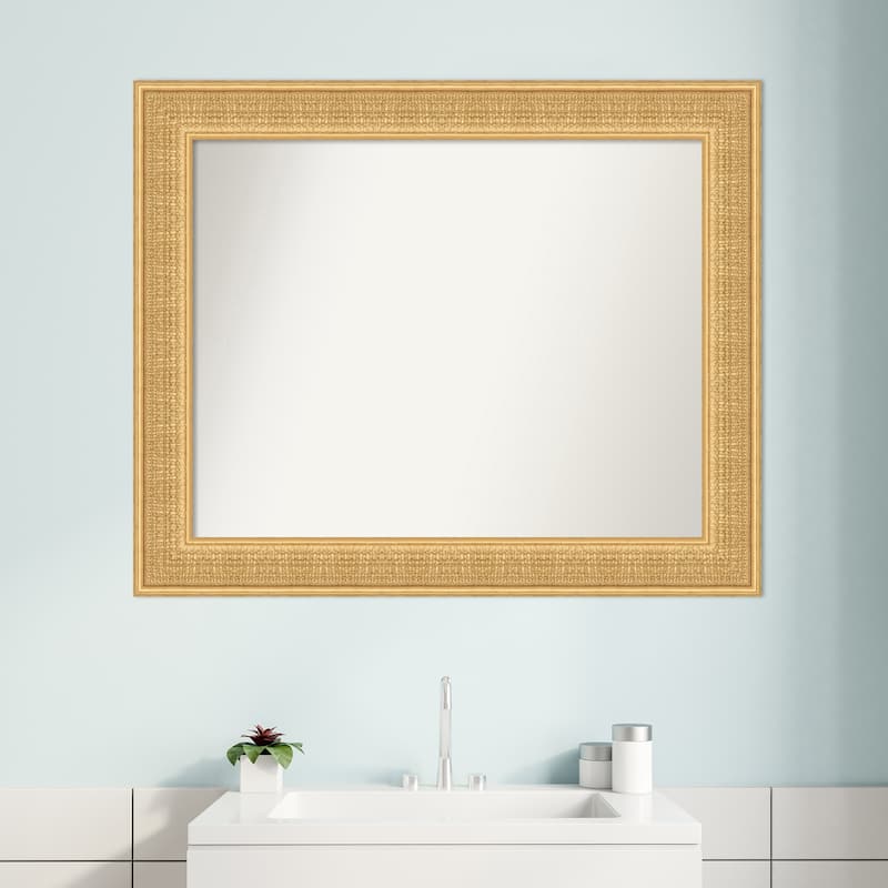 Trellis Non-Beveled Wood Framed Bathroom Vanity Wall Mirror - Trellis Gold