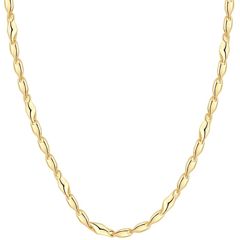 Bliss Diamond Yellow Gold Women's 24" Chain Necklace 17 Grams 4mm Thick - Yellow - 18 Inch - White