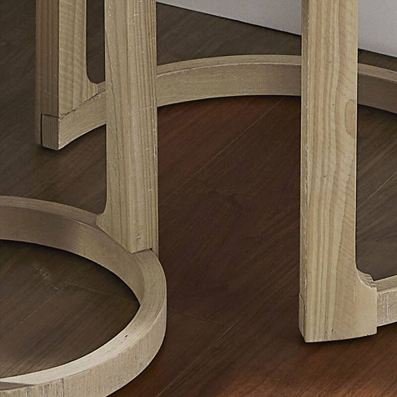 24 inch 2PCS Curved Traditional Round Circle Wooden Coffee Table Set
