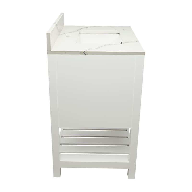 Taos 31" Bathroom Vanity in Espresso with Quartz Stone Vanity Top Sink w/ Backsplash in Galaxy White Single Hole