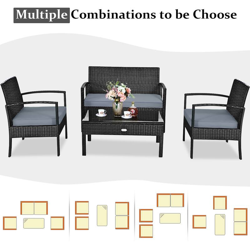 Costway 8PCS Patio Rattan Furniture Set Garden Deck - See Details