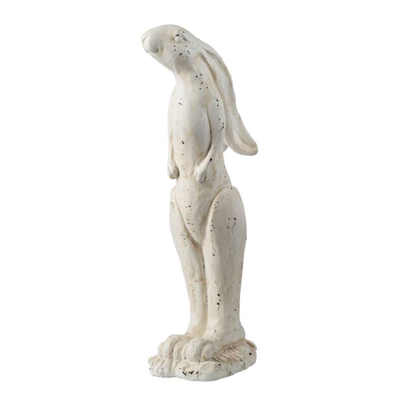 28.25" Cream White Distressed Vintage Style Large Rabbit Figurine