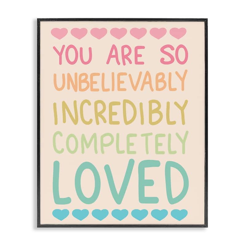 Stupell Completely Loved with Hearts Framed Giclee Art Design By Sweet Melody Designs - 11 x 14 - Black